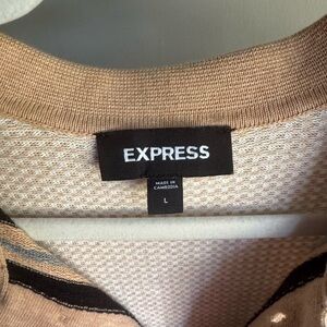 Express Beige and Black Knit Top